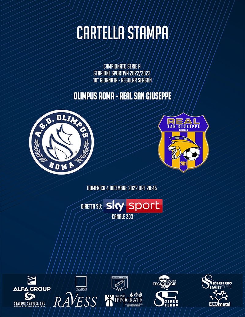 La cartella stampa della 10° giornata di campionato: Olimpus Roma - Real San Giuseppe
