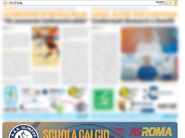 Le pagine dell'edizione del 01.07.2024 di Gazzetta Regionale dedicate all'Olimpus Roma