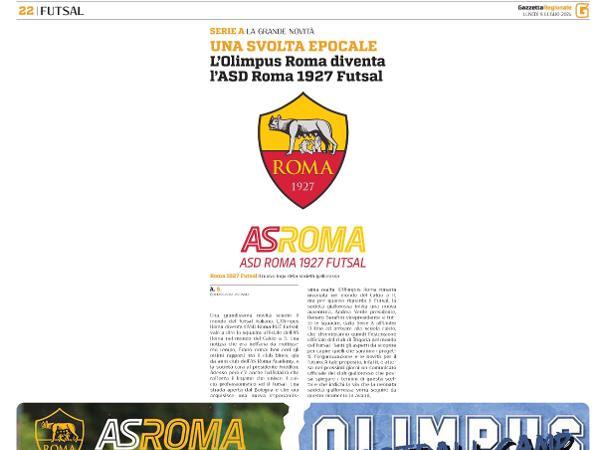 Le pagine dell'edizione del 08.07.2024 di Gazzetta Regionale dedicate all'Olimpus Roma