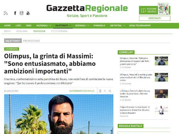 L'intervista al Mister Simone Massimi su Gazzetta Regionale